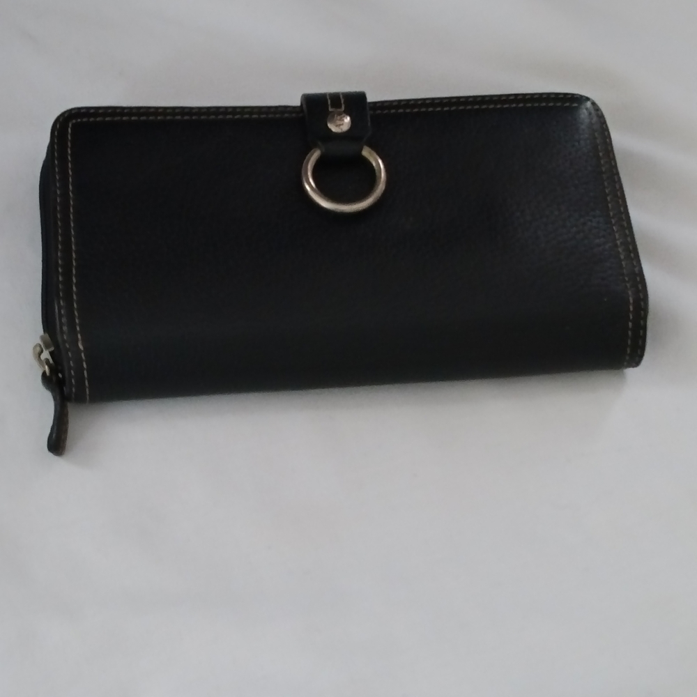 AK Anne Klein Black Wallet with Metal Zipper
